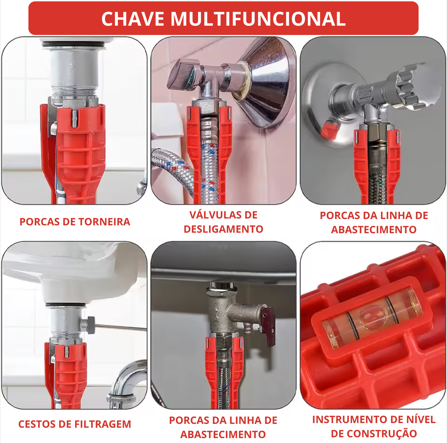 Ferramenta para casas de banho e pias 14 em 1