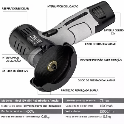 Mini esmeriladora angular alimentada por bateria